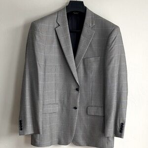 Jos A Bank Signature
Collection Mens 44R Wool/Silk
Plaid Blazer Sport Coat
